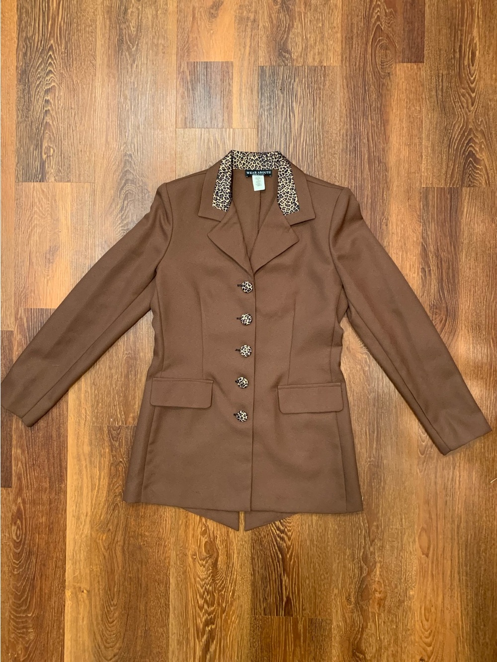VTG Wear Abouts Brown Leopard Print Blazer Women's 8 Retro 1990s Office Academia - Picture 2 of 13